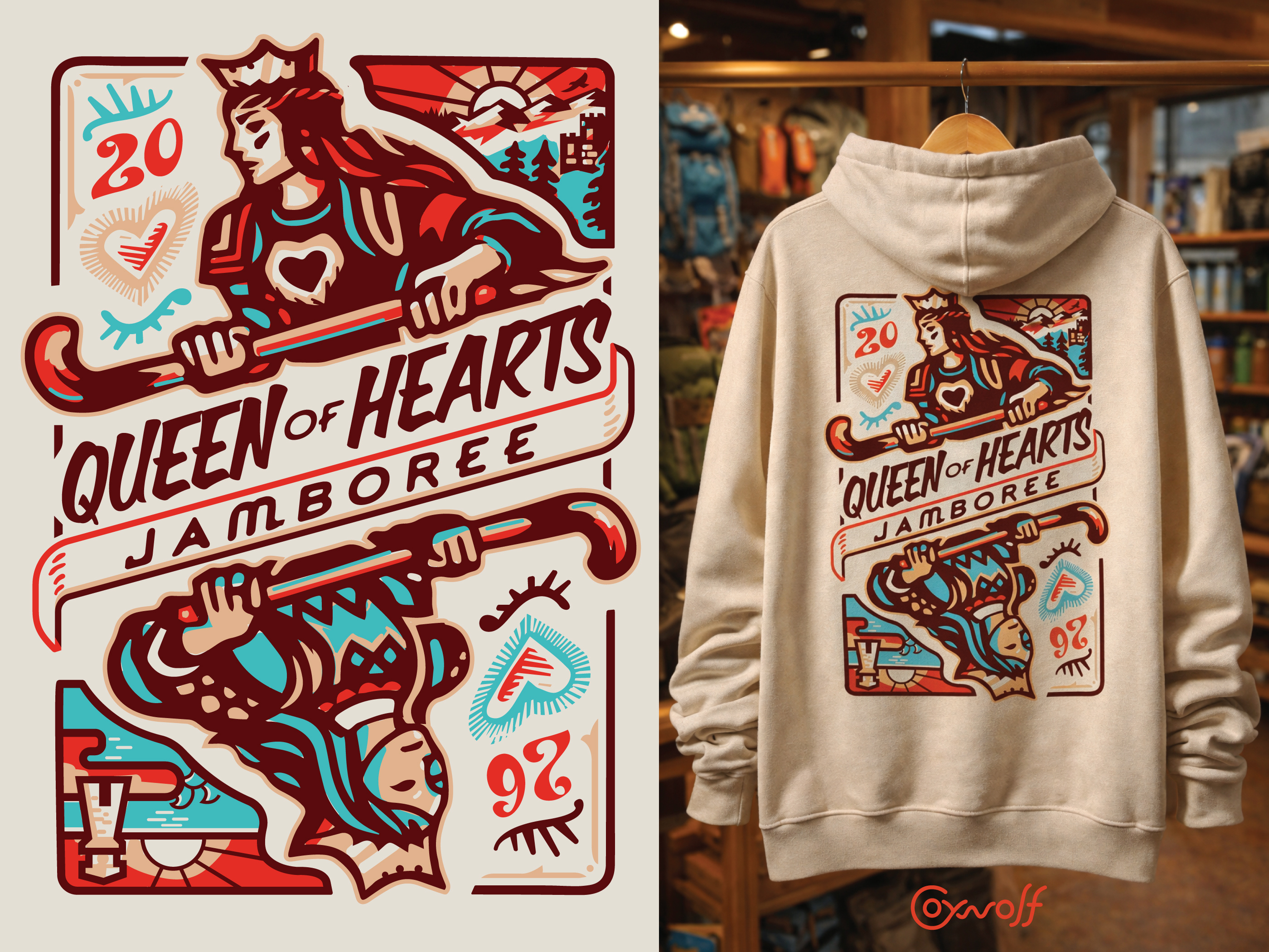 Example of Merch Illustration - Queen of Hearts Jamboree