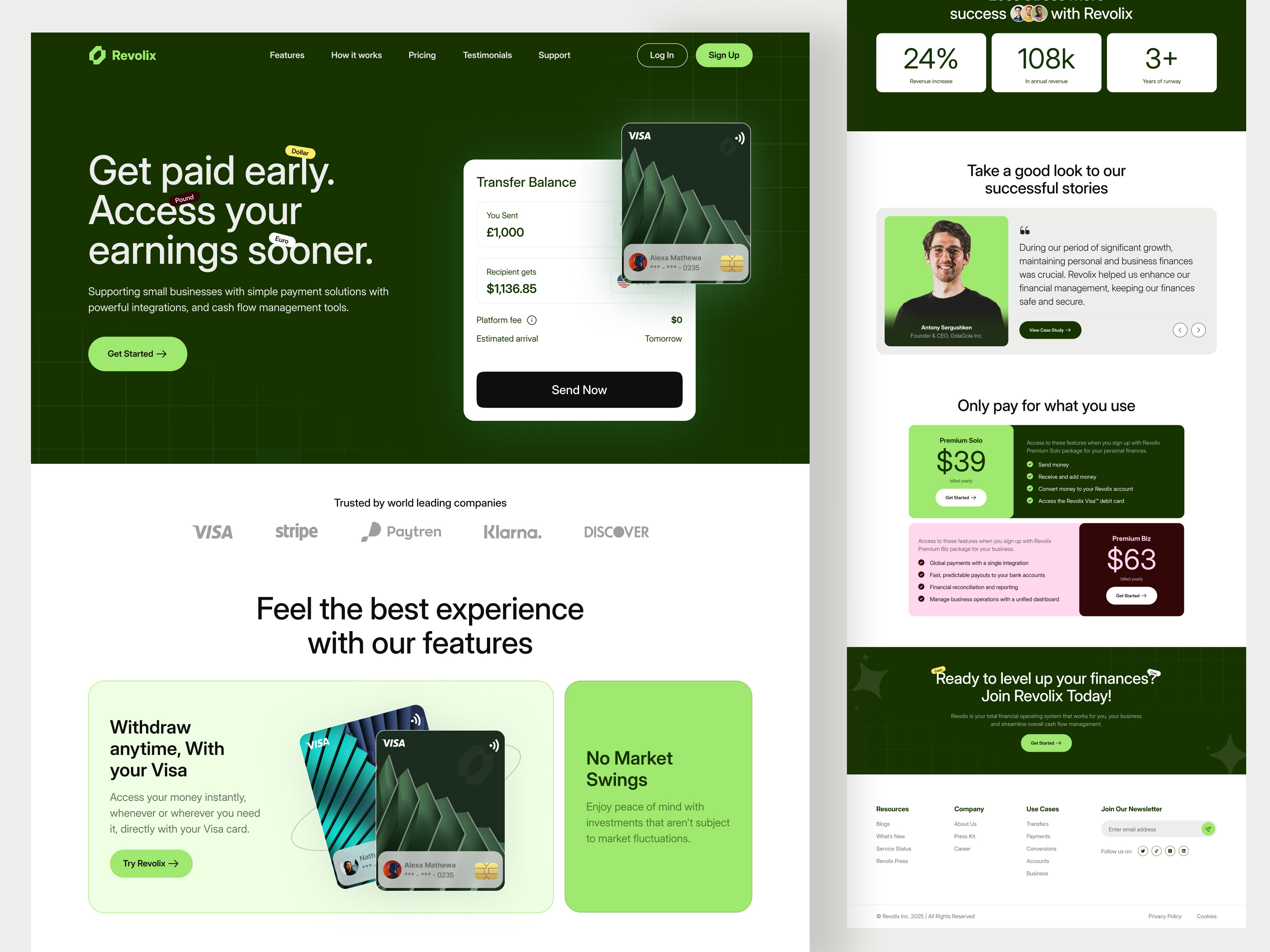 Example of Fintech - Revolix App Landing Page