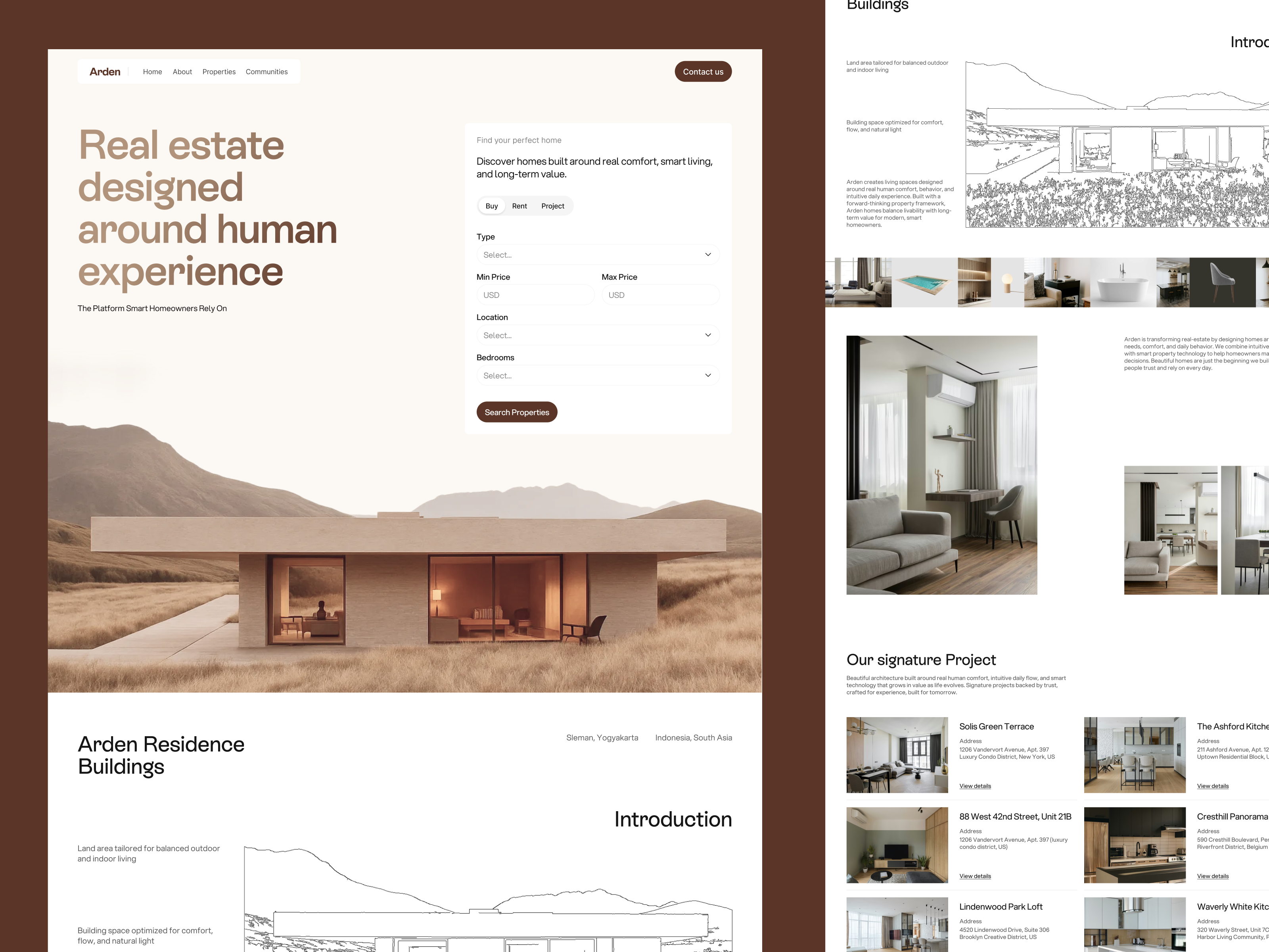 Example of Arden - Real Estate Landing Page