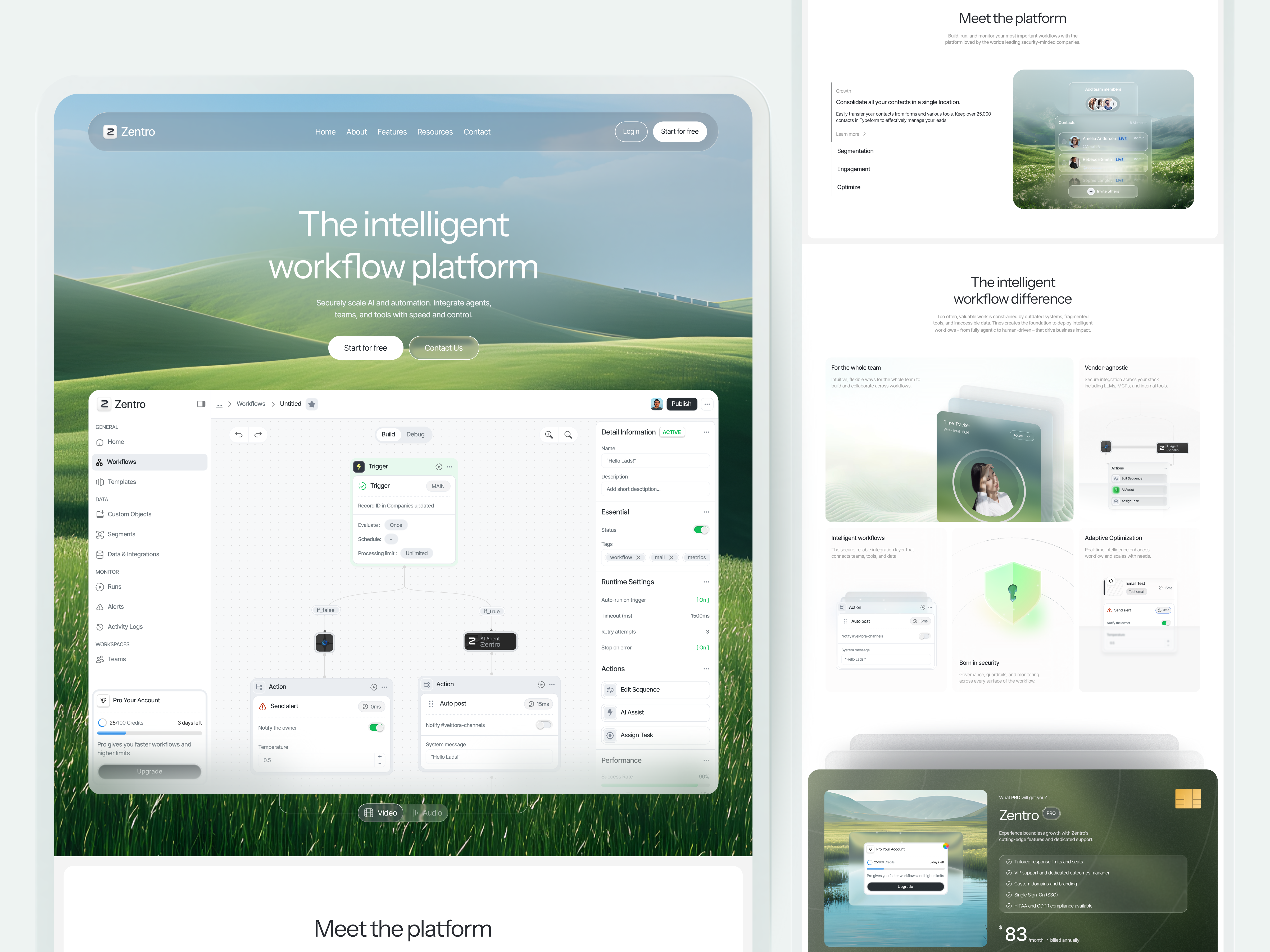 Example of Zentro – Workflow Platform Landing Page