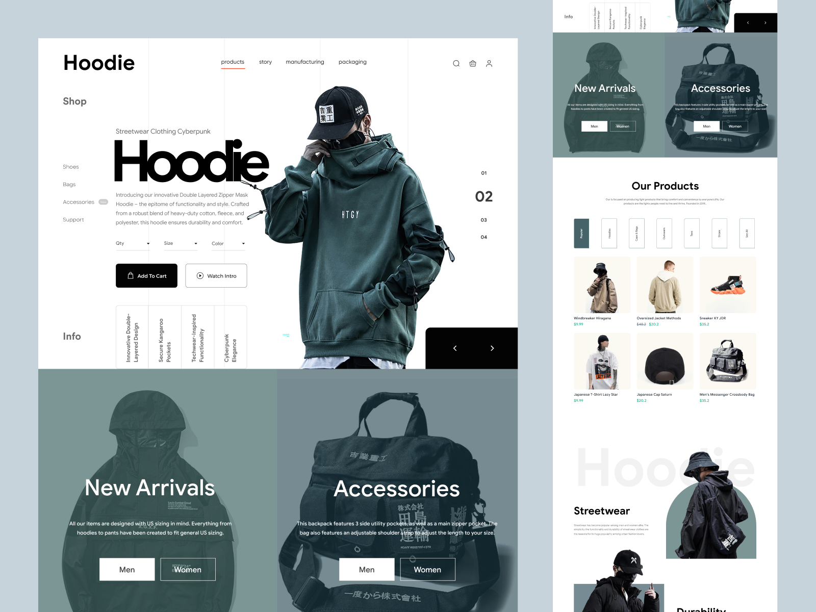 Example of Hoodie - Shopify Website Homepage Design For Fashion Products