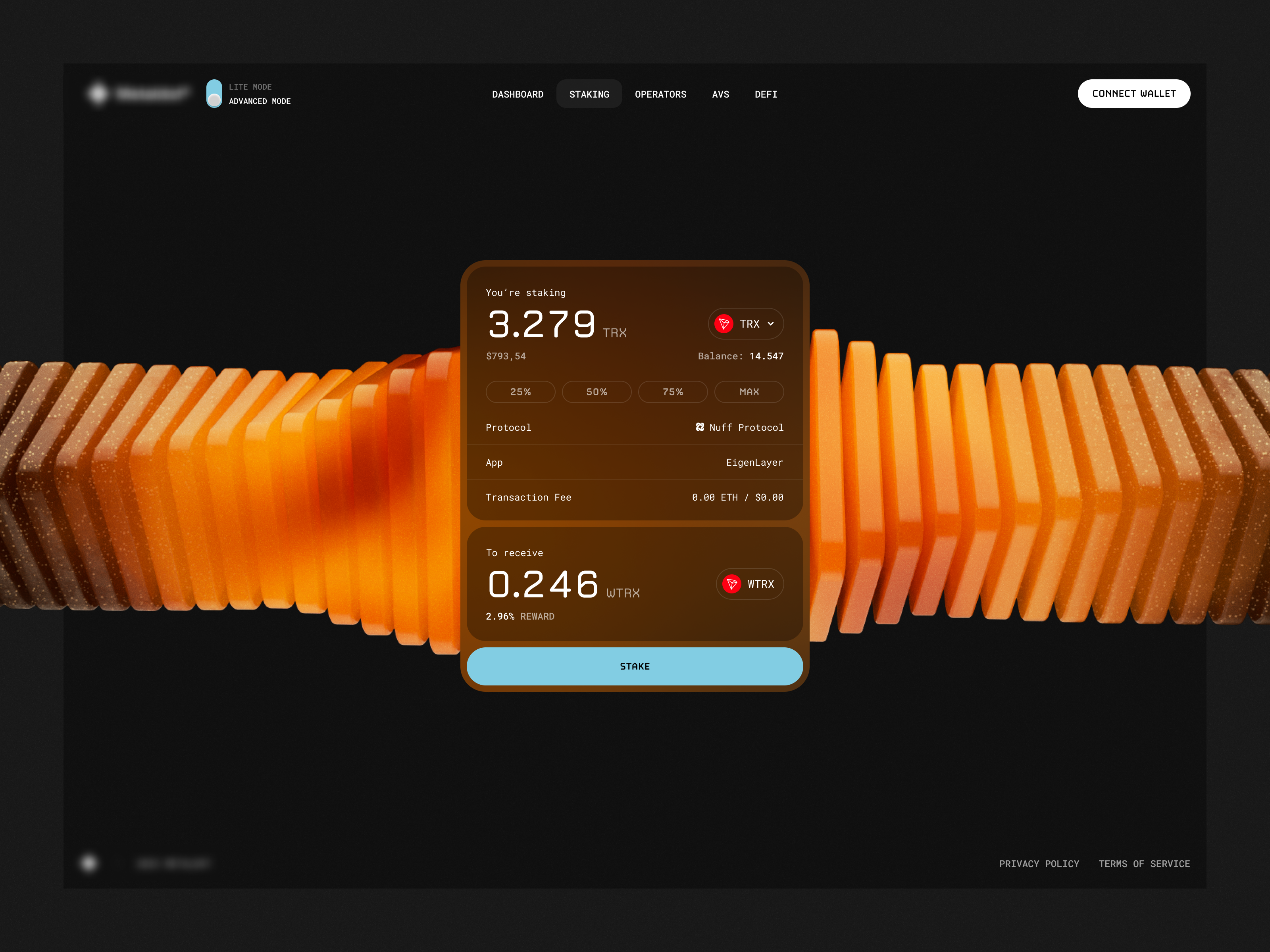 Example of Swap Modal UI