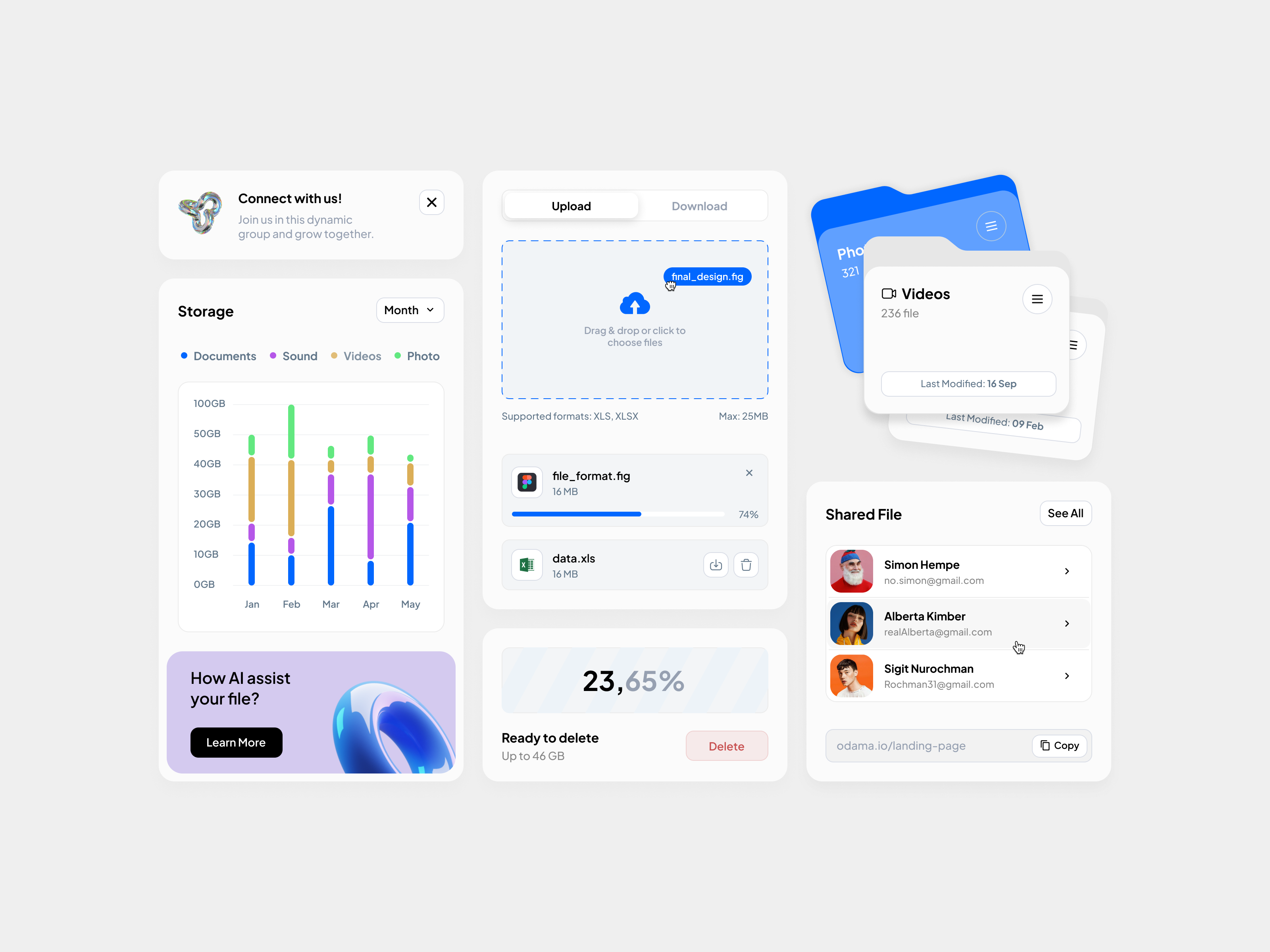 Example of Dashboard File Manager Component