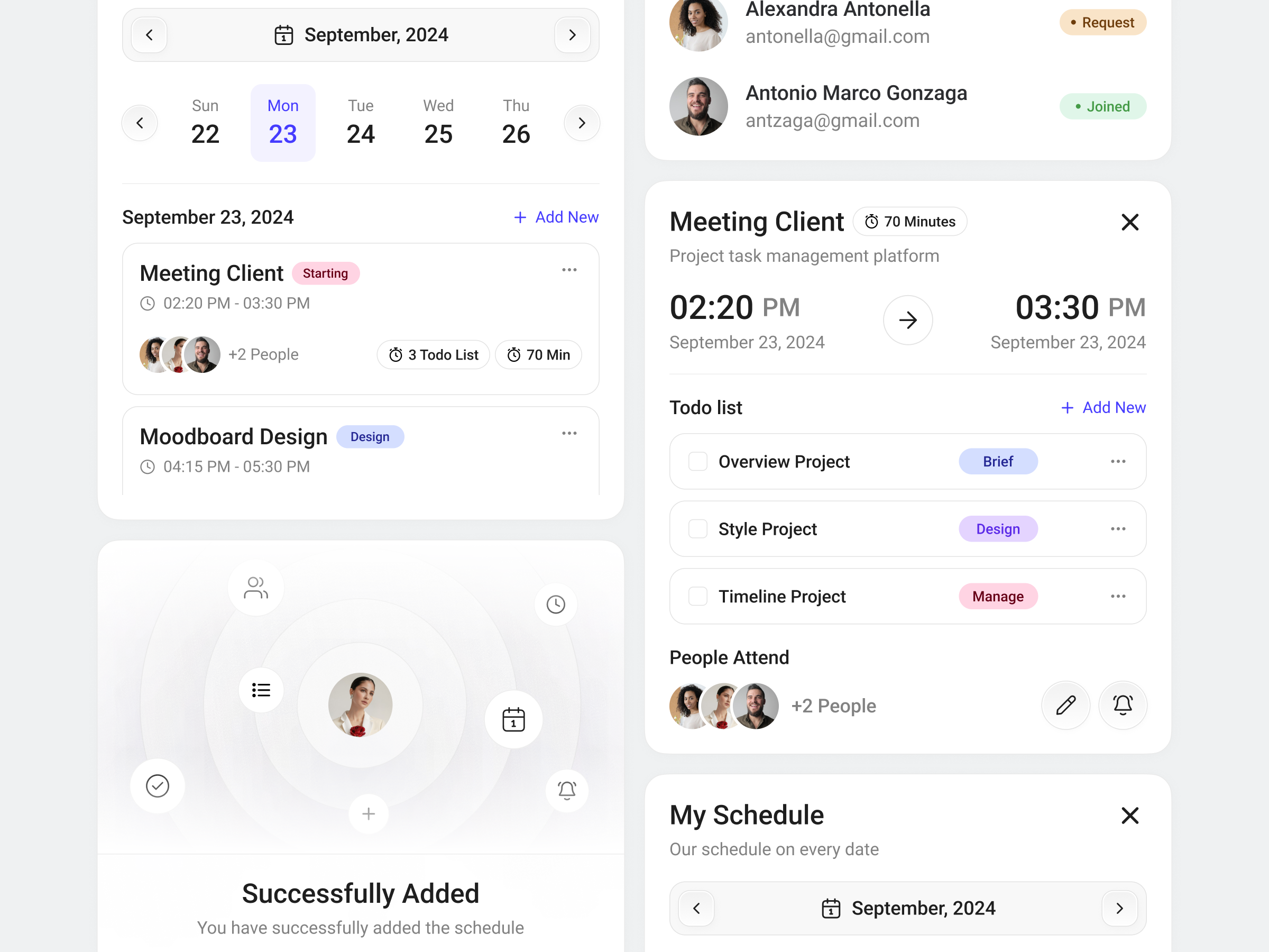 Example of Dashboard Task Management Component